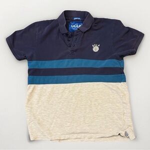 Vintage Y2K UCLA Bruins Men’s Embroidered Polo Size M Blue And Gray Striped